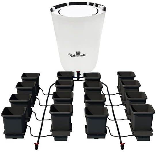AutoPot 16 Pot System with 3.9 Gallon Plastic Pots and 60 Gallon PRO FlexiTank - Self-Watering, Gravity-Fed Hydroponic System by AutoPot