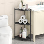Wisuce Black Small Corner Shelf Stand, 3-Tier Bamboo Corner Bookshelf - Image 6
