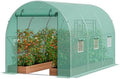 VEVOR Walk-in Tunnel Greenhouse, 9.6x6.4x6.2 ft Hoop House Greenhouse Tunnel, Plant Hot House with Galvanized Steel Frame, Green PE Cover, Roll-up Zipper Door and 6 Windows for Outdoor by VEVOR