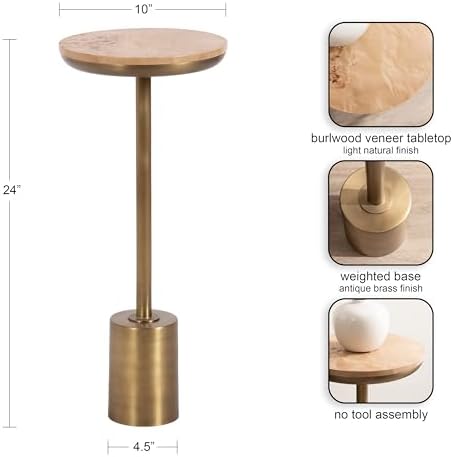 Kate and Laurel Xyler Modern Metal and Wood Round Drink Table - Image 3