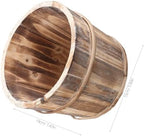 Lurrose Whiskey Barrel Planters: Wood Flower Pot, Rustic Wood Barrel Planter for Patio Garden Succulent Plants, 7.5" Wooden Flower Vase for Wedding Reception - Image 2
