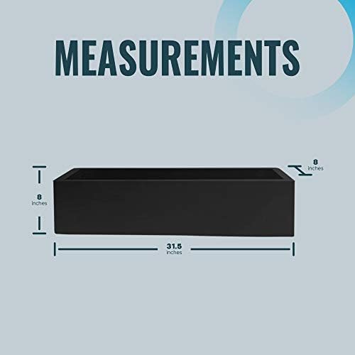 Black Matte Rectangular Planter Box for Outdoor Plants - Elegant Long Rectangle Modern Outdoor Flower Pot – 8”H x 8”W x 31.5”L - Image 4