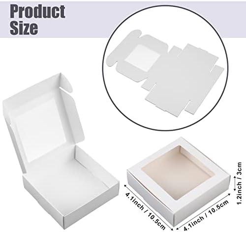 Zonon 60 Pcs Kraft Paper Boxes with Window 4.13 x 4.13 x 1.18 Inch (White) - Image 2