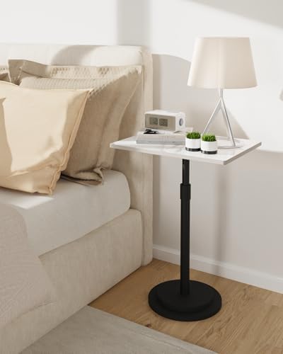 Rectangle Drink Table, Height Adjustable Pedestal Table, White - Image 2