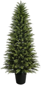 Mavis's Diary 6ft Artificial Cedar Topiary Tree, Set of 1 Realistic Faux Evergreen Shrub Plant in Planter, Indoor Outdoor Fake Cedar Tree for Front Porch, Entryway, Office & Home Decor by MavissDiary