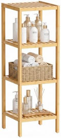 SMIBUY Bathroom Storage Shelf, 4-Tier Bamboo Rack Organizer, Multifunctional Shelving Unit for Living Room Bedroom Kitchen (Natural) by SMIBUY