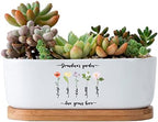 Personalized Birth Month Flower Plant Pot with Kids Names,Custom Grandma's Garden Ceramic Succulent Planter with Bamboo Tray Indoor Outdoor Home Decor Plants, for Mom Grandma,A3 by Uitwaieen