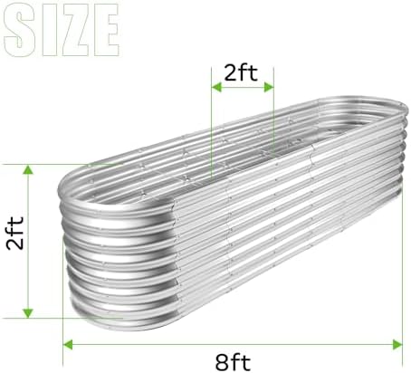 Land Guard 8×2×2ft Galvanized Raised Garden Bed Kit, Raised Garden Boxes Outdoor, Oval Metal Raised Garden Beds for Vegetables, Silver - Image 2