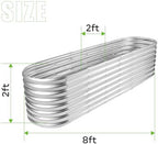 Land Guard 8×2×2ft Galvanized Raised Garden Bed Kit, Raised Garden Boxes Outdoor, Oval Metal Raised Garden Beds for Vegetables, Silver - Image 2