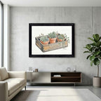Framed Canvas Wall Art Watercolor Potted Succulents Ivy Muted Earthy Sage Green Canvas Print Poster Black Frame Wall Decor for Kitchen Rustic Farmhouse Decor, Plant Lover Gift - Inch 12x16 - Image 7
