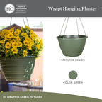 The HC Companies Wrapt Hanging Planter, 13 Inch, Green, 2-Pack - Image 2