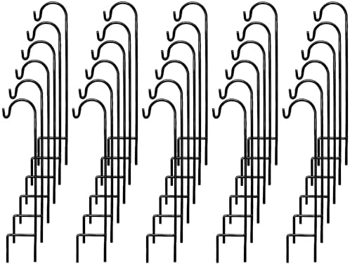 Ashman Shepherd's Hooks 35 Inch (30 Per Pack), Black, Made of Premium Metal for Hanging Solar Lights, Bird Feeders, Mason Jars, Christmas Lights, Lanterns, Garden Stakes and Wedding Décor. by AshmanOnline