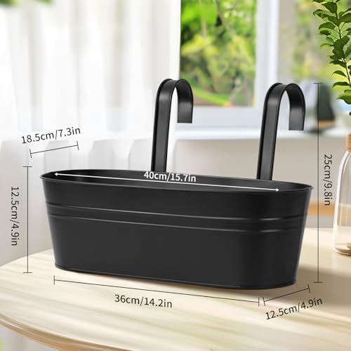 Zishine Hanging Planters for Outdoor Plants, 5 Pcs 13.7" Iron Railing Pots - Image 3