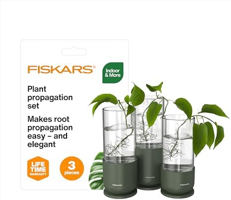 Fiskars Plant Propagation Set, Glass Vase Hydroponic Growing System, 3-Pack by Unknown
