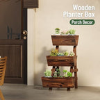 3-Tier Vertical Wooden Raised Garden Bed, Garden Planter Box,Carbonized - Image 4