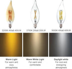 12 Pack E12 Candelabra LED Bulb 20 Watt Equivalent, 2W Clear 2700K Soft Warm White Light Bulbs, CA10 C32 Flame Tip LED Filament Candle Bulbs for Pendant Chandelier Ceiling Fan Wall Sconces - Image 2