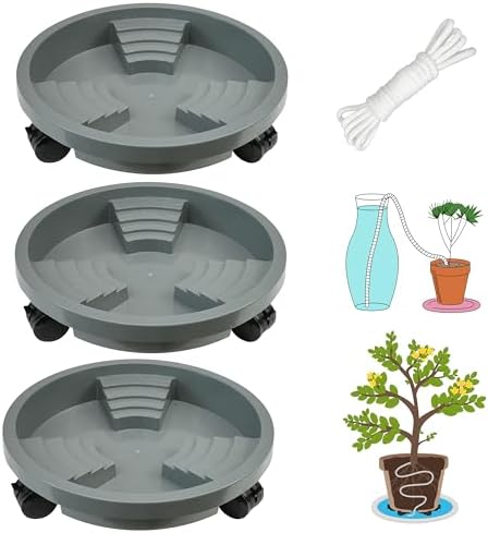 ORIMERC 3 Pack Plant Caddy with Wheels Heavy Duty 12 inch Plant Saucer Self-watering Design, Movable Wheeled Round Planter Stand Coaster Trolley, Flower Pot Dolly Rack Tray on Rolling Caster Roller Indoor Outdoor by OrimercGarden