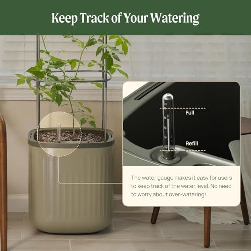 Vego garden Planters for Outdoor & Indoor Plants, Large Plant Pots with Self Watering, 15" Tall Large Plant Pots with Trellis for Flowers Plants Decor, Cream White - Image 5