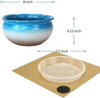 8 Inch Succulent Pot with Drainage and Saucer Glazed Terracotta Round Ceramic Succulent Planter Cactus Bonsai Plant Pot (Light Blue) - Image 7