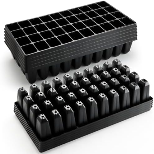 RooTrimmer 10 Pack 40 Cell Seed Starter Trays - Extra Deep 3.9" Plastic Nursery Trays, 20" x 10"，Fits Standard 1020 Flats, for Planting Seedlings, Propagation, Seed Germination and 1020 Flats Inserts - Image 2