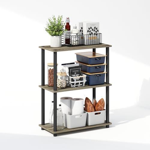 Furinno Turn-N-Tube Book Shelf, 3-Tier Bookshelf, Bookcase with Multipurpose Compact Display Rack, 11.6 x 23.6 x 29.6, for Living Room, Bedroom, Home Office, French Oak/Black - Image 4