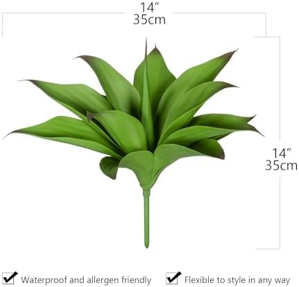 Ttranewsoo Artificial Agave Plants, 12.6" UV Resistant Fake Agave Planters for Indoor and Outdoor Decorating Artificial Plants for Outdoors Fake Plants 2Pack,Green - Image 2