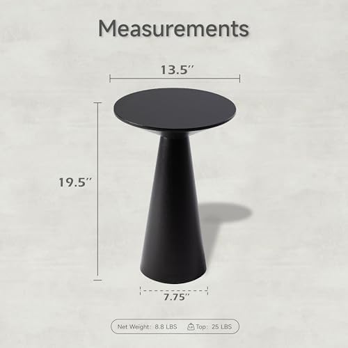 COZAYH Farmhouse Pedestal Small End Table Round Martini Table, Black - Image 2