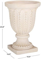 SAFAVIEH Outdoor Patio Furniture Collection - Apollo Off-White Planter Pot, Magnesium Oxide, Pedestal Urn Style (PAT5046A) - Image 4