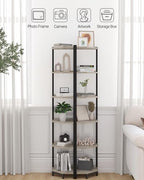 Hzuaneri Corner Shelf Stand 6-Tier Corner Bookshelf Storage Standing Shelf - Image 4