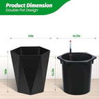 16 Inch Self Watering Planters Set of 2, Tall Diamond Design, with Water Level Monitor, Indoor Outdoor Flower Pots for Patio, Porch, Living Room, Home Office, White Black - Image 3