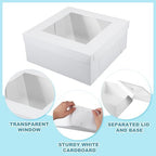 Dispowreath 12 Pcs Half Sheet Cake Box 14 x 14 x 6 Inch Large White Window Rectangle Bakery Cake Box for Pastries, Pie, Cookies, Donuts, Cupcakes Birthday Party Wedding Supplies - Image 3
