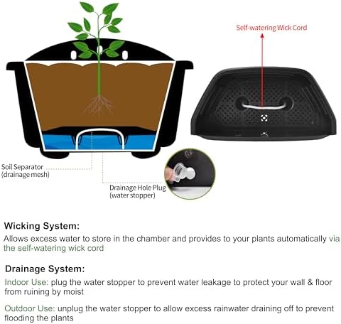 ORIMERC 9.8 Inches Self Watering Wall Planters for Indoor Plants, Railing Planters Balcony Planters Wall Hanging Planters, Lightweight, Dark Coffee (Pack of 8) - Image 4