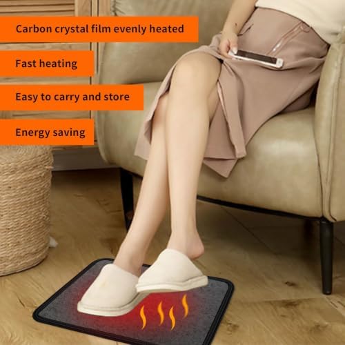 Electric Heated Floor Mats Under Desk, Heated Foot Warmer - 110v Toes Warming Heater for Office and Home (Black) - Image 3