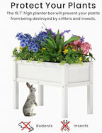 Small HDPE Raised Garden Bed, Elevated Planter Box with Legs, Outdoor All-Weather Planter Raised Beds for Seeds, Herbs, Flowers, Vegetables (White) - Image 6