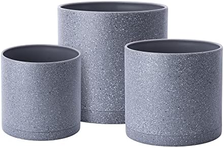 D'vine Dev 3-Pack Plastic Pots, 6.5/8/10 in, Speckled Gray, 74-V-G-4 by DvineDevPlanterPotsandStand