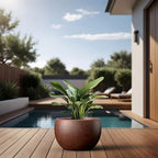 Kante Accent Round Bowl Rusty Concrete Planter 15.7" Dia, Outdoor - Image 6