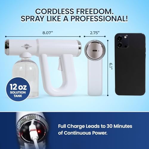 Nano Spray Gun, Cordless Atomizer Sprayer and Fogger Applicator, White - Image 4