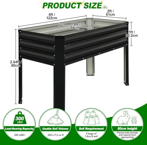 Galvanized Raised Garden Bed with Legs 2Pack,48x24x32in Elevated Garden Bed - Image 2