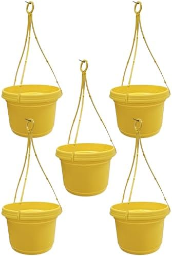 Hanging Flower Pots Yellow 5 Pack by AustinPlanter