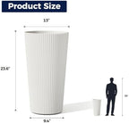 24" Tall Planters for Outdoor Plants Set of 2 - Round White - Image 2