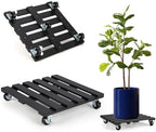 2 Pack Plant Stand with Wheels, 14" Rolling Plant Stand 264 LBS Heavy Duty Wooden Square Plant Caddy with Metal 360° Lockable Caster Wheels for Outdoor Indoor Large Plant Pots, Flower Pot, Patio-Black by PRAQECZ