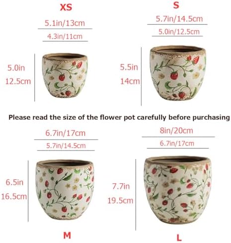 Reto Rustic Ceramic Flower Pots for Garden Plants and Succulents,Distressed Cracked Glazed Planters with Drainage Holes Tuscan Flower Pots for Outdoor,Redl,no Hole - Image 4