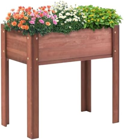 31x16x30 Raised Garden Bed with Legs, Elevated Wooden Planter Box with Liner for Flowers, Vegetable, Suitable for Outdoor, Patio, Balcony, Backyard, Brown by AOCOROE