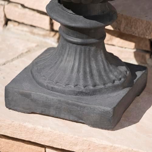 Antique Black Magnesium Oxide Urn Planter, Elegant Decorative Outdoor Garden Patio or Indoor Vase, Ready to Use, 17.3L x 17.3W x 24H Inches - Image 6