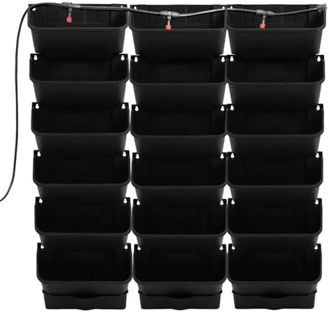 18 Pots Vertical Garden Planter, 6 Tiers Self-Watering Wall-Mounted Flower Pot Bags,Vertical Wall Planter w/Timer&18pcs Plant Pots, Hanging Planter Rack Balcony Planter for Herb (Black) - Image 5