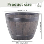 2PCS Barrel Planter 7.5 Inch Resin Large Pots for Plants with Drainage for Indoor Outdoor Garden Yard - Image 4