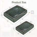 Set of 2 Large Bonsai Pots with with Drainage Hole, 9.8"&7.4" Green Glazed - Image 2