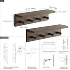 Entrance Coat Rack ，Coat Hooks, Wall-Mounted Wooden Hook Rack, Wall-Mounted Shelves are Very Suitable (Walnut Color Finish—A-2) - Image 3