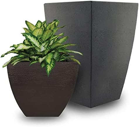 Tusco Products MSQ16BK Modern Square Garden Planter, 16-Inch, Black - Image 2