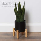 Bornbridge Artificial Snake Plant with Mid Century Plant Stand - Sansevieria Plant in Modern Planter - Artificial Plants with Indoor Plant Stand - Faux House Plants (Small / 2 Pack) - Image 2